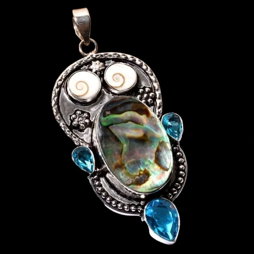 Shiva and Gemstone Owl Pendant
